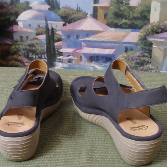 👟👟Clarks Reedly Juno Dark Gray Comfort Sandals Velcro Ortholite Size 7.5 Women - Picture 5 of 16